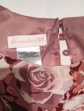 Bonnie Jean Rose Print Girls' Chemise - Mauve Pink & Cream